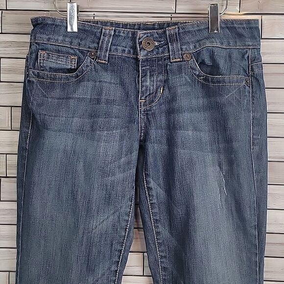 Guess blue denim bootcut jeans distressed Women's Size 29 (Measured 32) - Picture 5 of 16